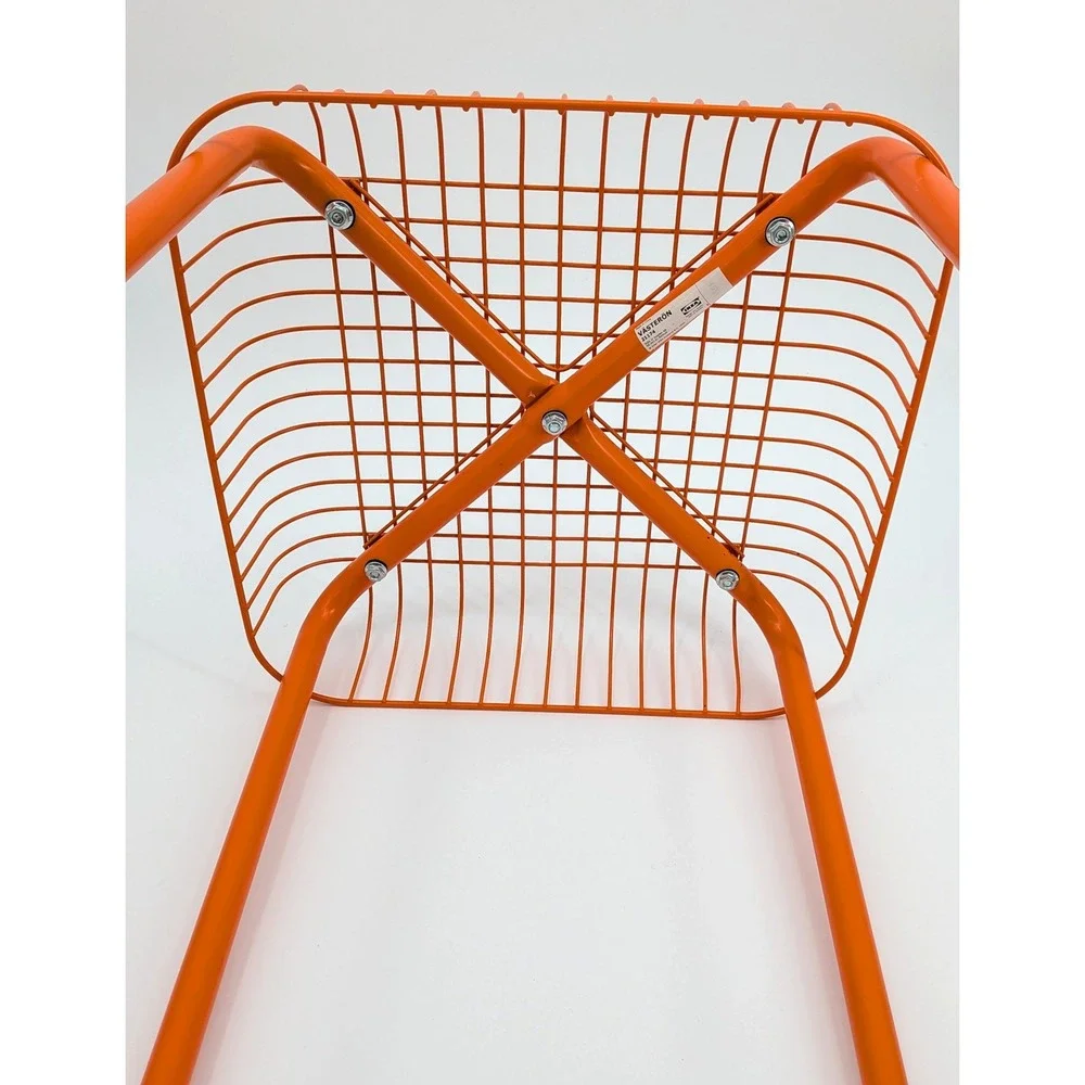 IKEA VÄSTERÖN Orange Metal Wire Stool Vintage Discontinued Modern Design